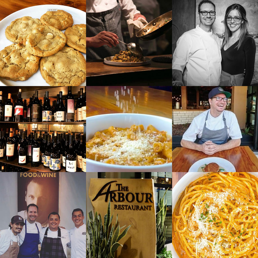 gallery of food and staff images for the Arbour restaurant in Pasadena