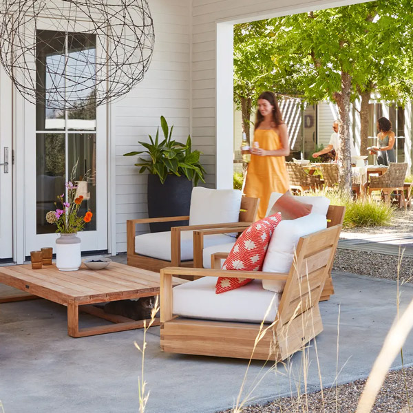 sonora-modern-teak-mobile Sonora teak sofa and lounge chairs highlight a modern teak look