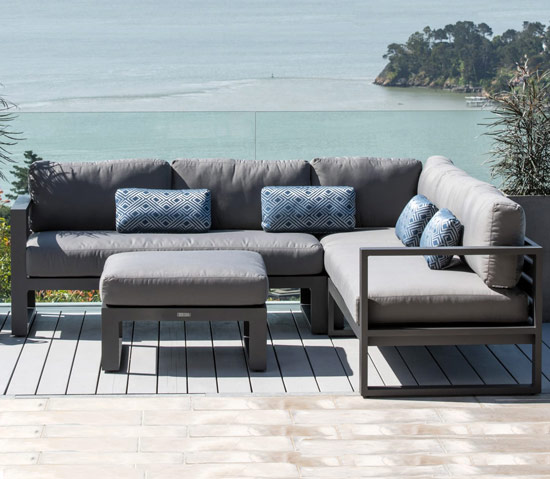 belvedere collection sectional in charcoal aluminum