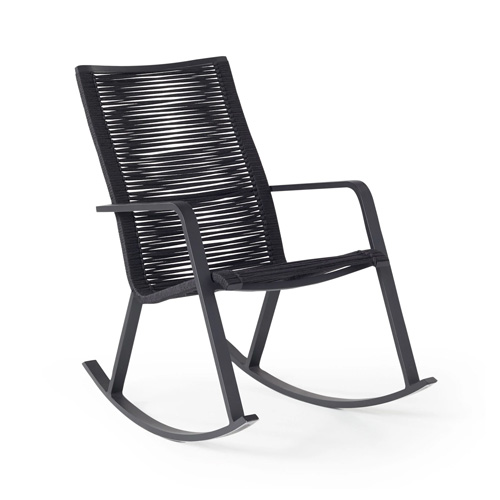 the diablo rocking chair in charcoal aluminum and woven rope