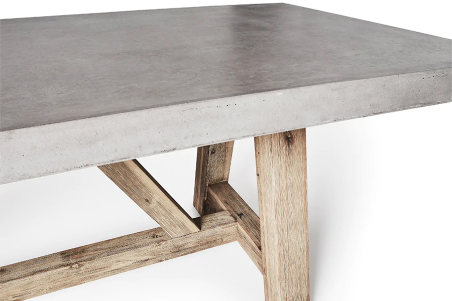 close up of GFRC concrete patio dining table