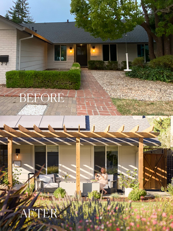 After view of Angela's front porch following full outdoor patio design and renovation at her home