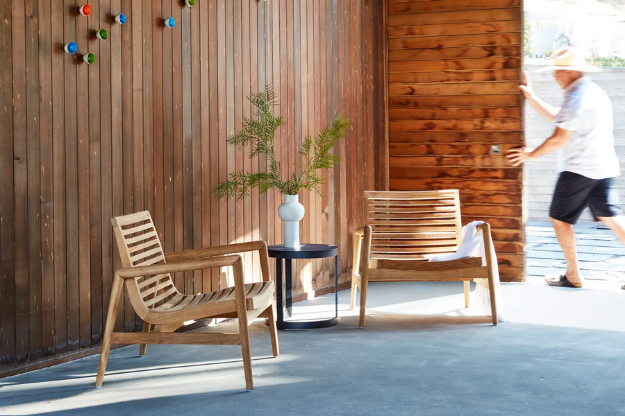 Salt Point outdoor lounge chairs provide cushionless comfort