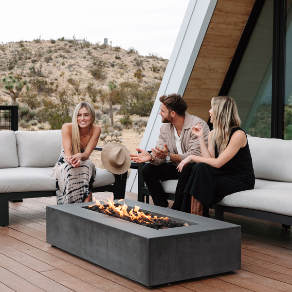 A heating element or fire table brings resort-level luxury to your outdoor furniture set up