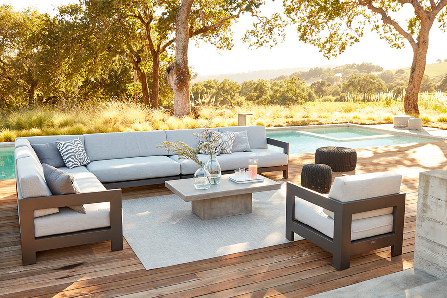 tiburon-metal Tiburon sectional furniture in charcoal aluminum finish