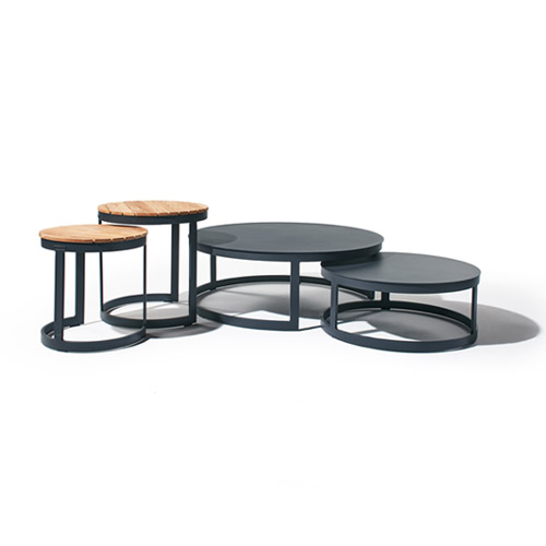 Merced extendable dining table in teak and white aluminum