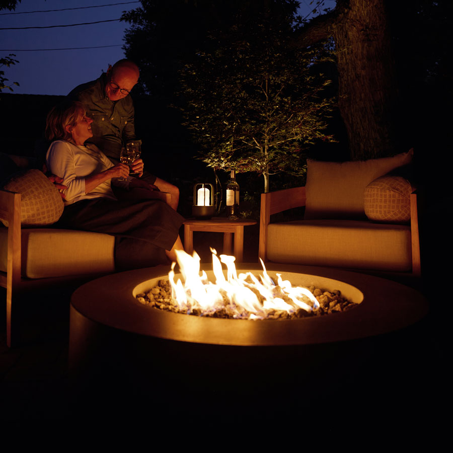 outdoor-fire-table round outdoor firetable and surrounding seating
