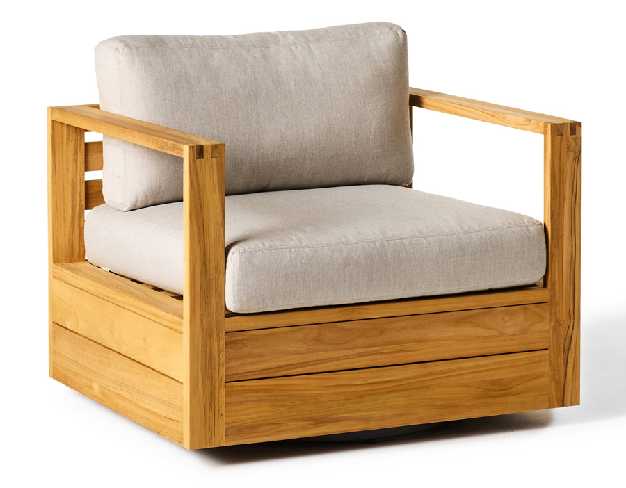 belvedere swivel lounge chair in teak