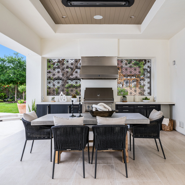 Bordeaux GFRC dining table and Olema dining chairs