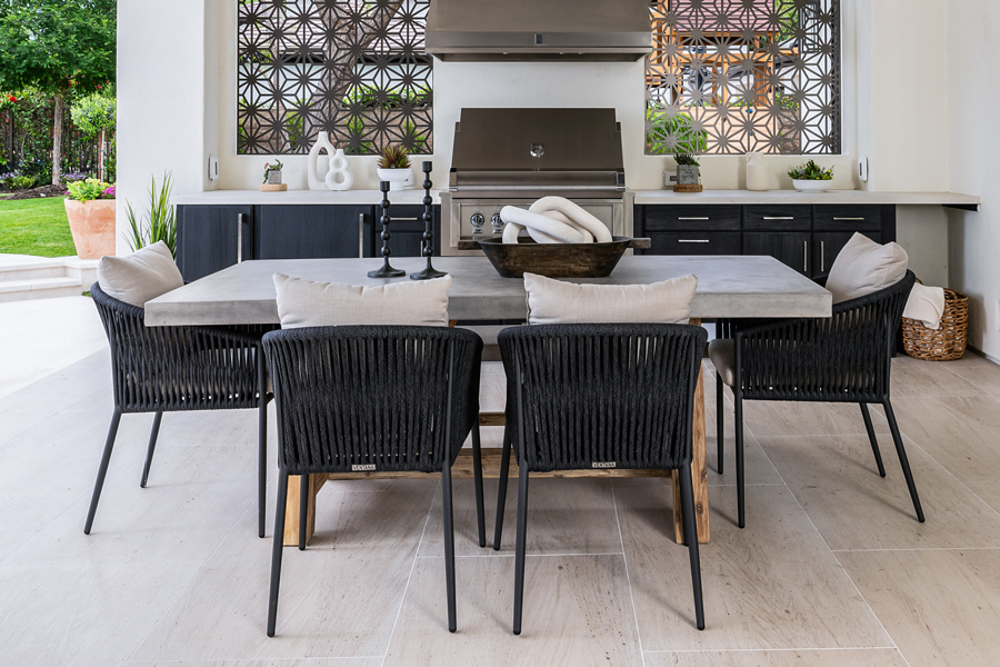 Bordeaux GFRC dining table and Olema dining chairs