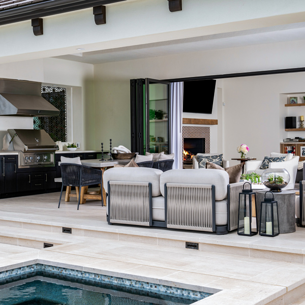 covered outdoor space with Cambria lounge furniture by Terra Outdoor