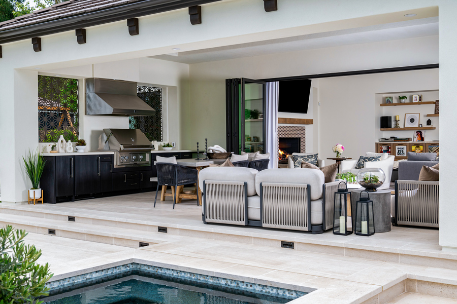 covered outdoor space with Cambria lounge furniture by Terra Outdoor