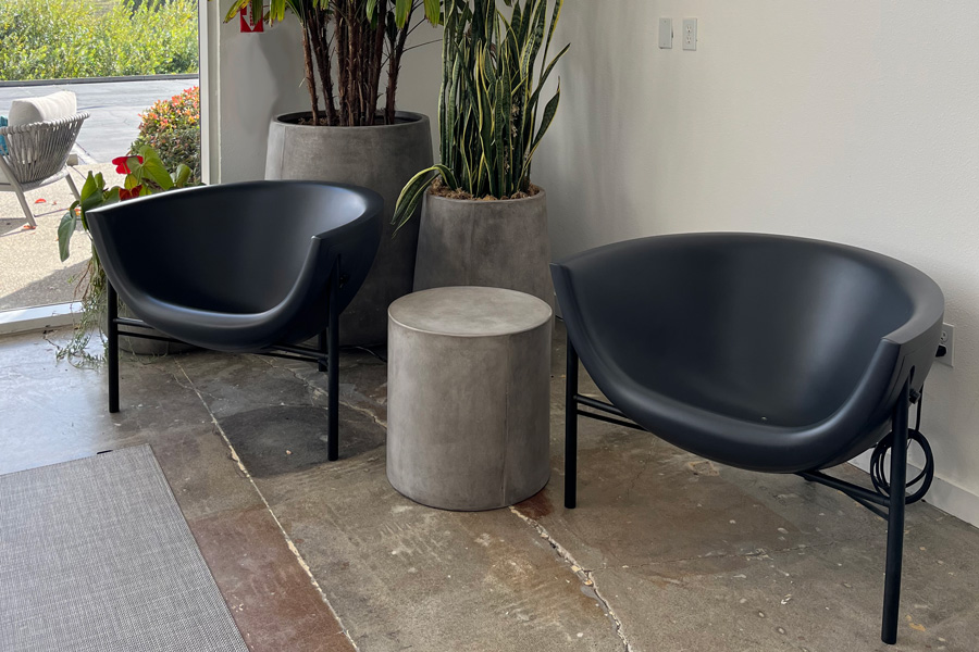 heated lounge chair at the Terra showroom in Rocklin