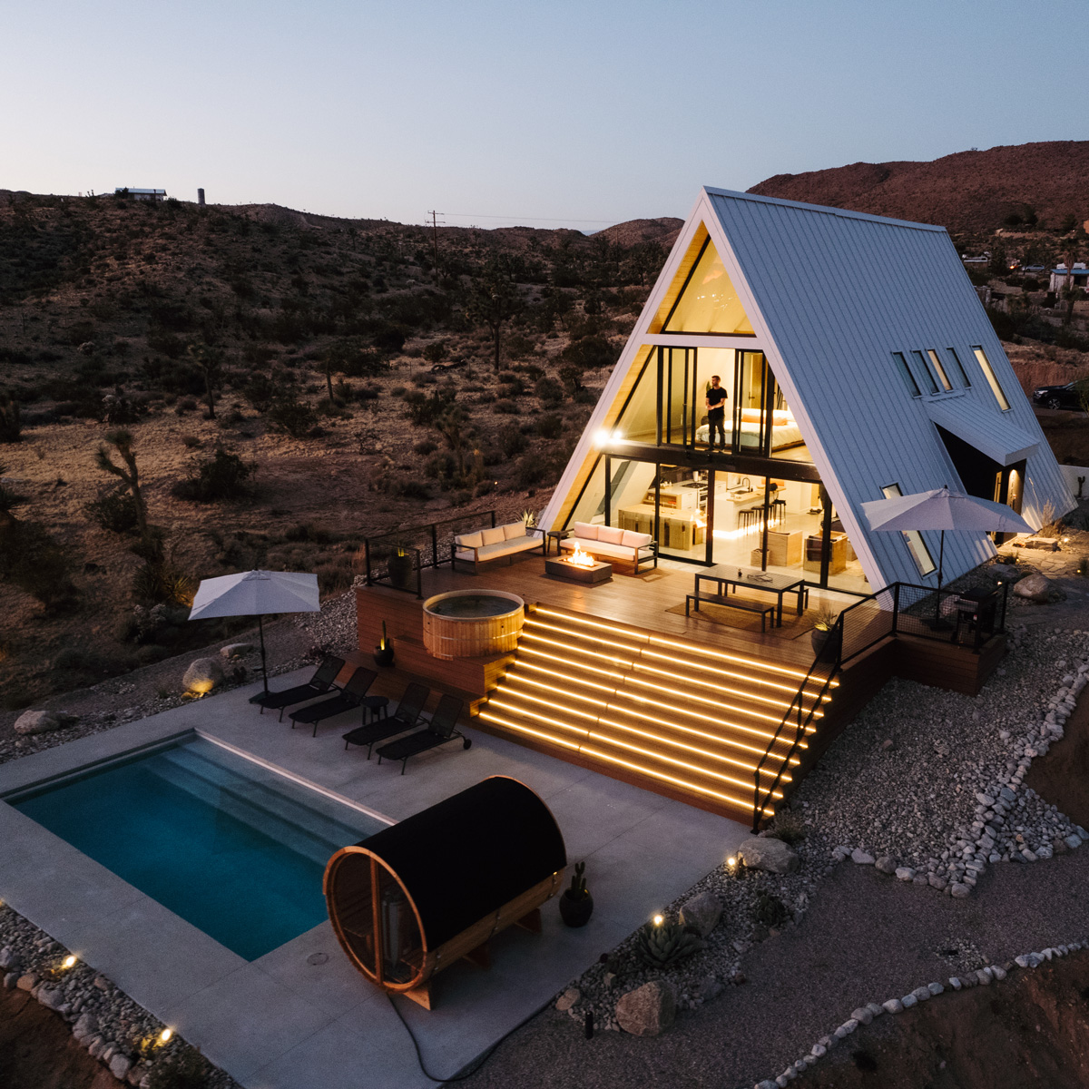 HATA A-Frame at dusk drone view